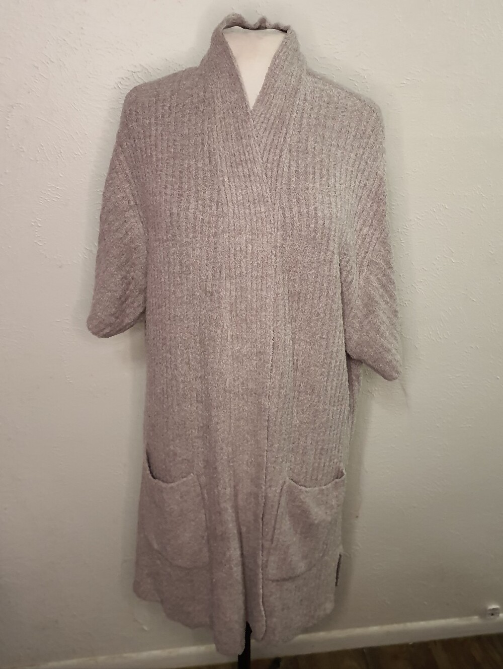 Barefoot Dreams Ribbed Open-Front Cardigan - Mauve